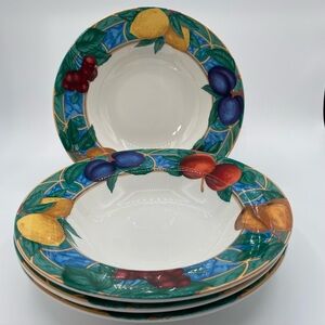 Casual Victoria & Beale Forbidden Fruit 4 8.5” Rimmed Soup Bowls Fine Porcelain